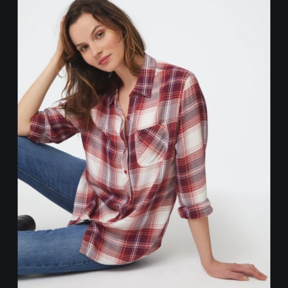 beachlunchlounge Tops - BeachLunchLounge Charley Buttoned Shirt Red/Black